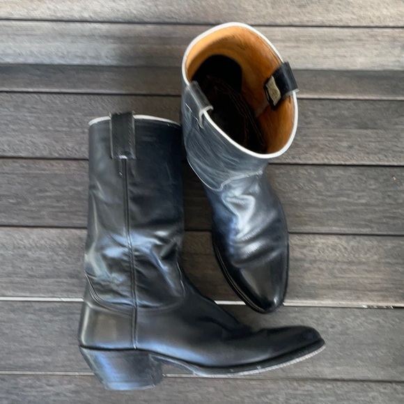 Nocona Original Black Leather Cowboy Boots Women’s 9.5 - Picture 4 of 8